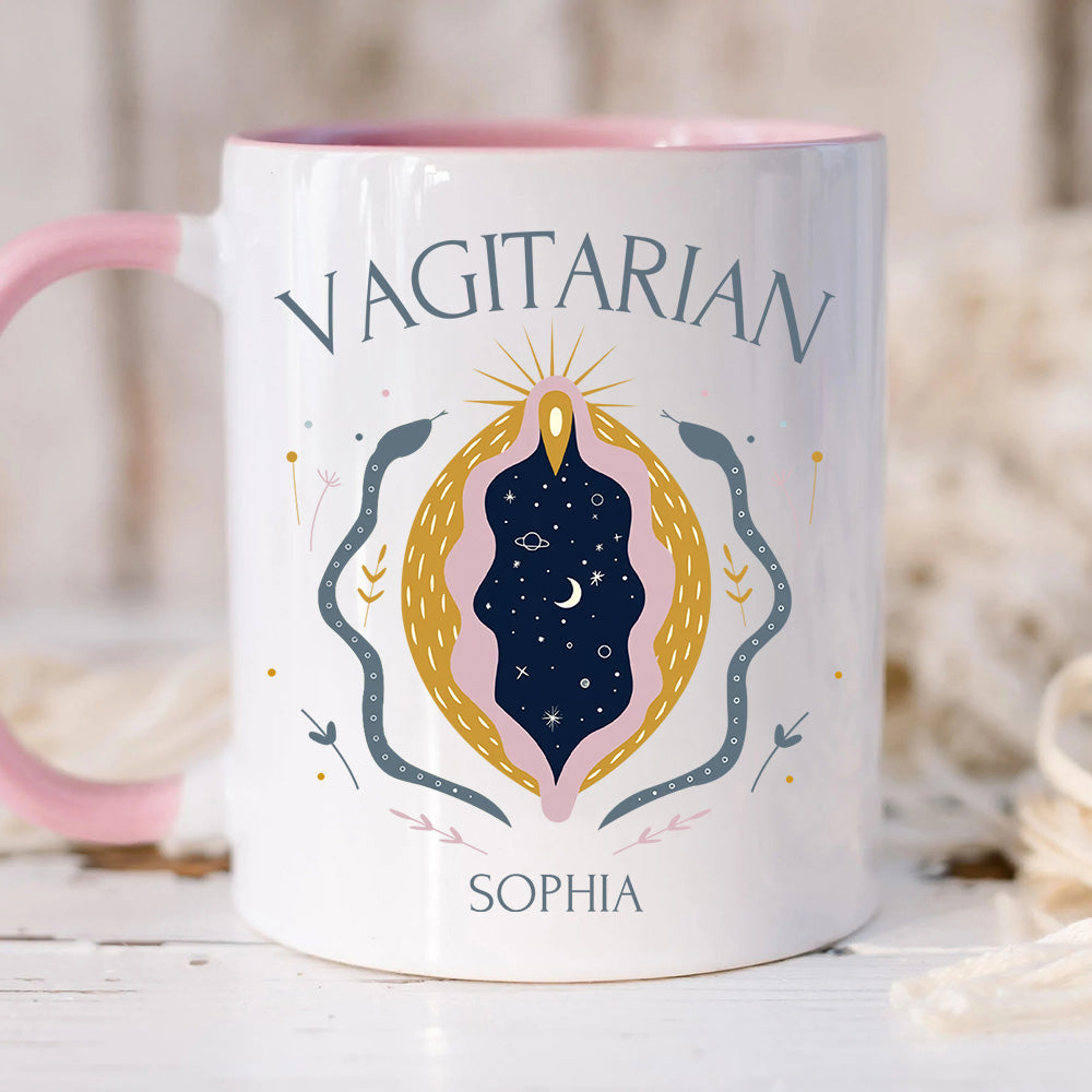 Vagitarian Mug, LGBTQ+ Gift - Personalized Accent Mug