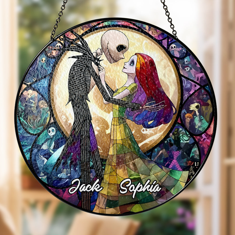 Night Horror Jack Skellington - Personalized Stained Glass Hanging Suncatcher