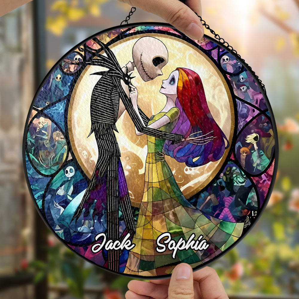 Night Horror Jack Skellington - Personalized Stained Glass Hanging Suncatcher