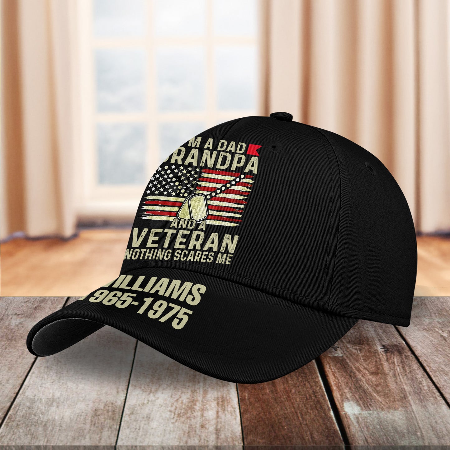 I'm A Dad Grandpa And A Veteran Nothing Scares Me - Personalized Cap