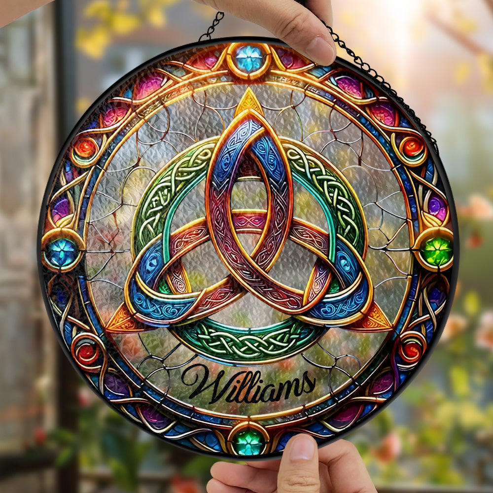 Celtic Knot Garden Suncatcher - Personalized Stained Glass Window Hanging Suncatcher