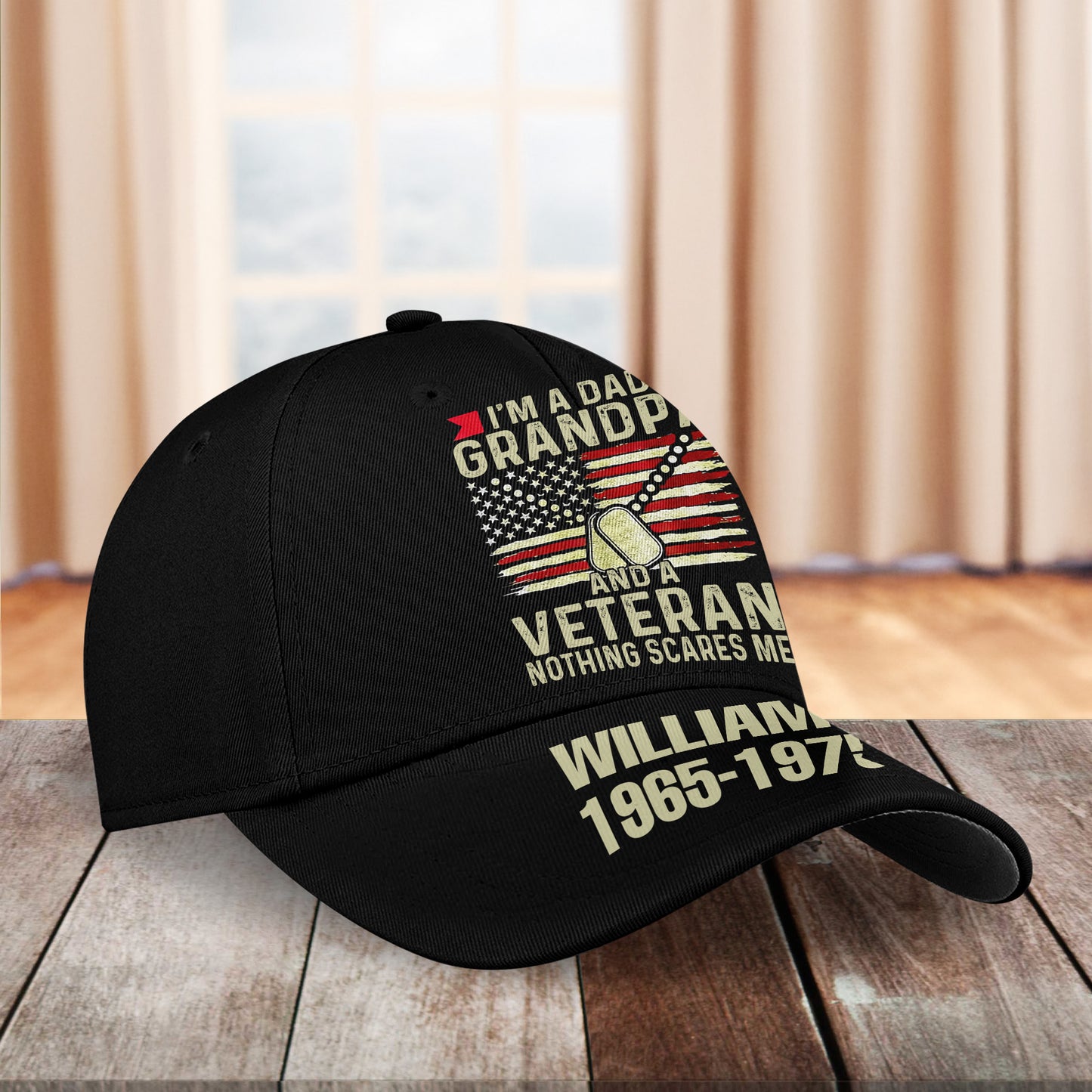 I'm A Dad Grandpa And A Veteran Nothing Scares Me - Personalized Cap