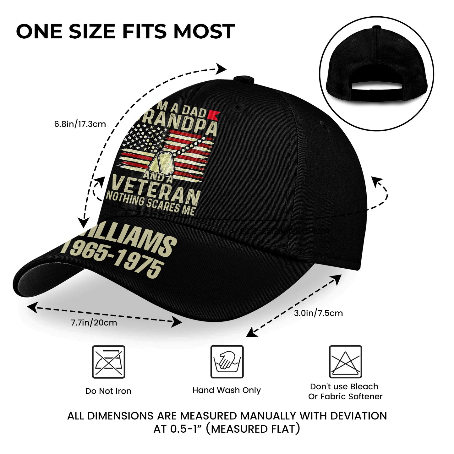 I'm A Dad Grandpa And A Veteran Nothing Scares Me - Personalized Cap