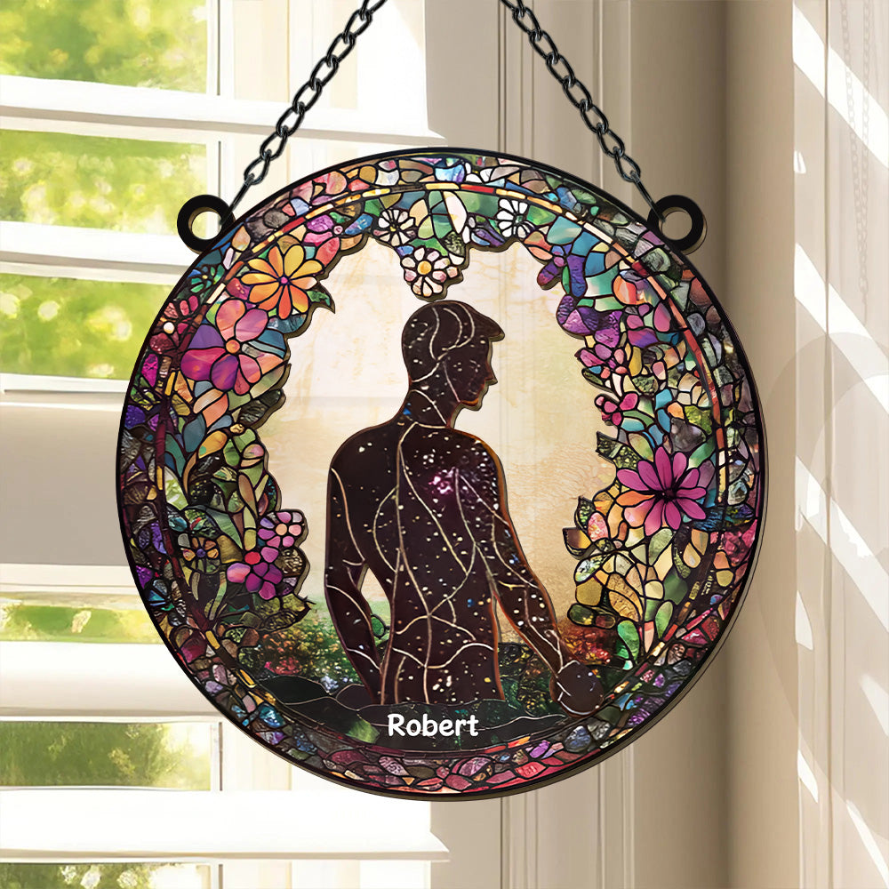 Attractive Strong Gay, Holding Hands - Personalized Window Hanging Suncatcher Ornament