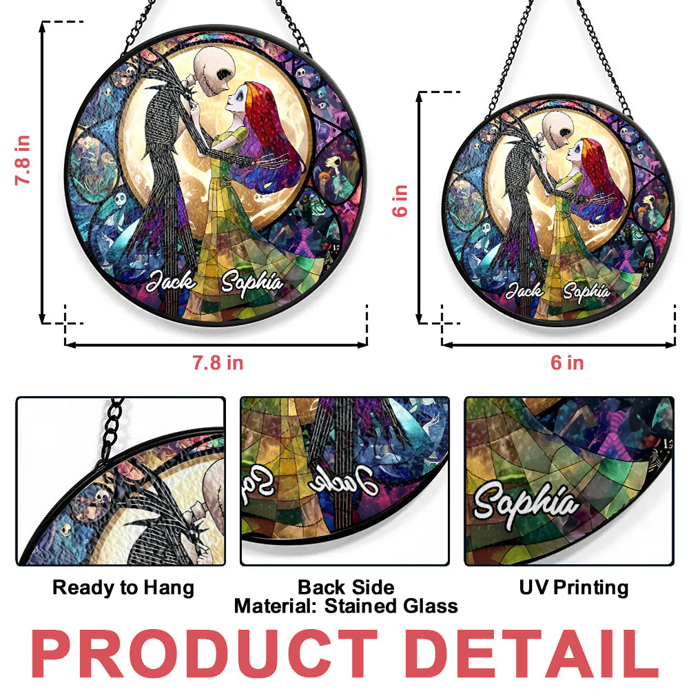 Night Horror Jack Skellington - Personalized Stained Glass Hanging Suncatcher