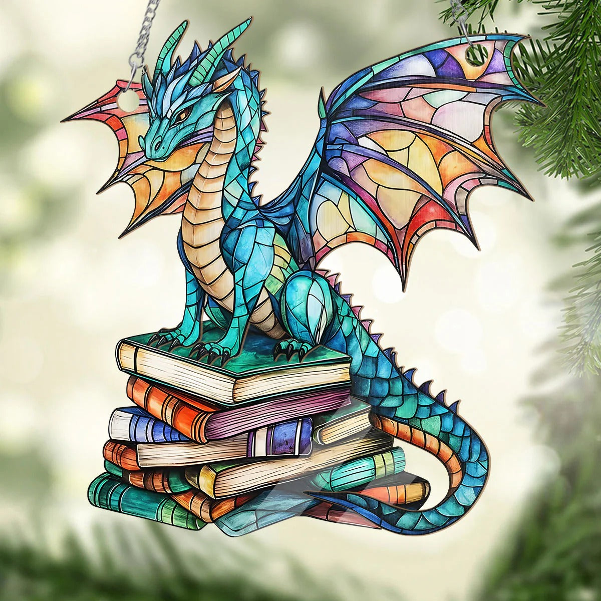 Book Dragon - Personalized Window Hanging Suncatcher