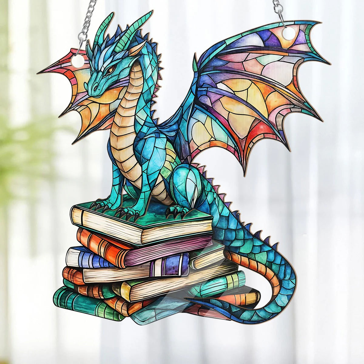 Book Dragon - Personalized Window Hanging Suncatcher
