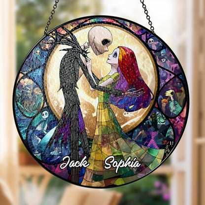 Night Horror Jack Skellington - Personalized Stained Glass Hanging Suncatcher