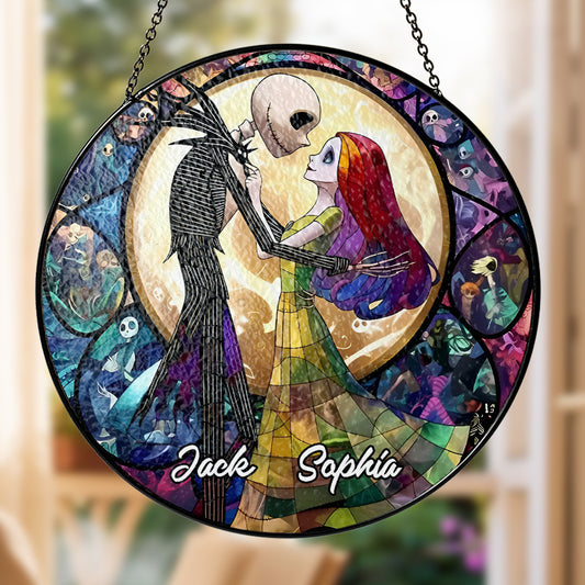 Night Horror Jack Skellington - Personalized Stained Glass Hanging Suncatcher