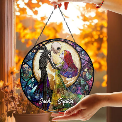 Night Horror Jack Skellington - Personalized Stained Glass Hanging Suncatcher