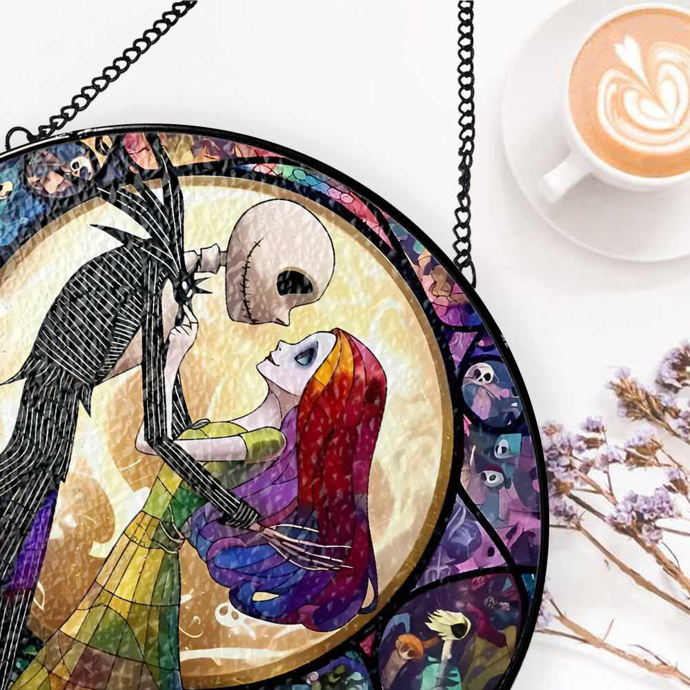 Night Horror Jack Skellington - Personalized Stained Glass Hanging Suncatcher