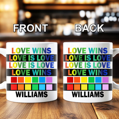 Love Wins, Love Is Love - Personalized Mug