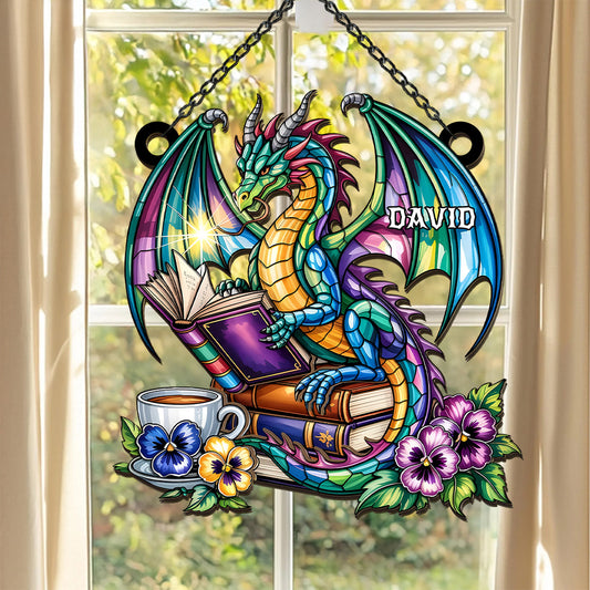 The Book Dragon - Window Hanging Suncatcher